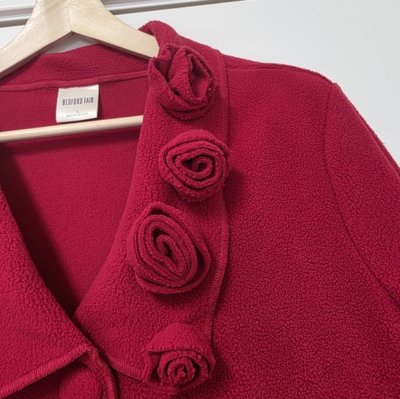 Bedford Fair Women's Fleece Coat Rose's Red Size Large Warm Coat Winter Coat - Picture 4 of 7